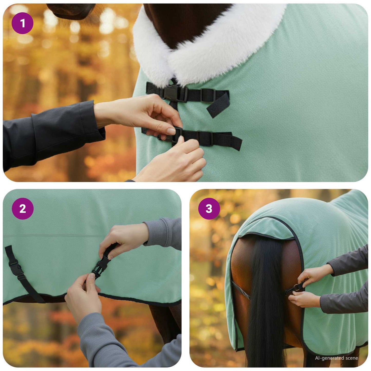 Hestepledd Kraftig mørk grønn 165 cm Polar fleece