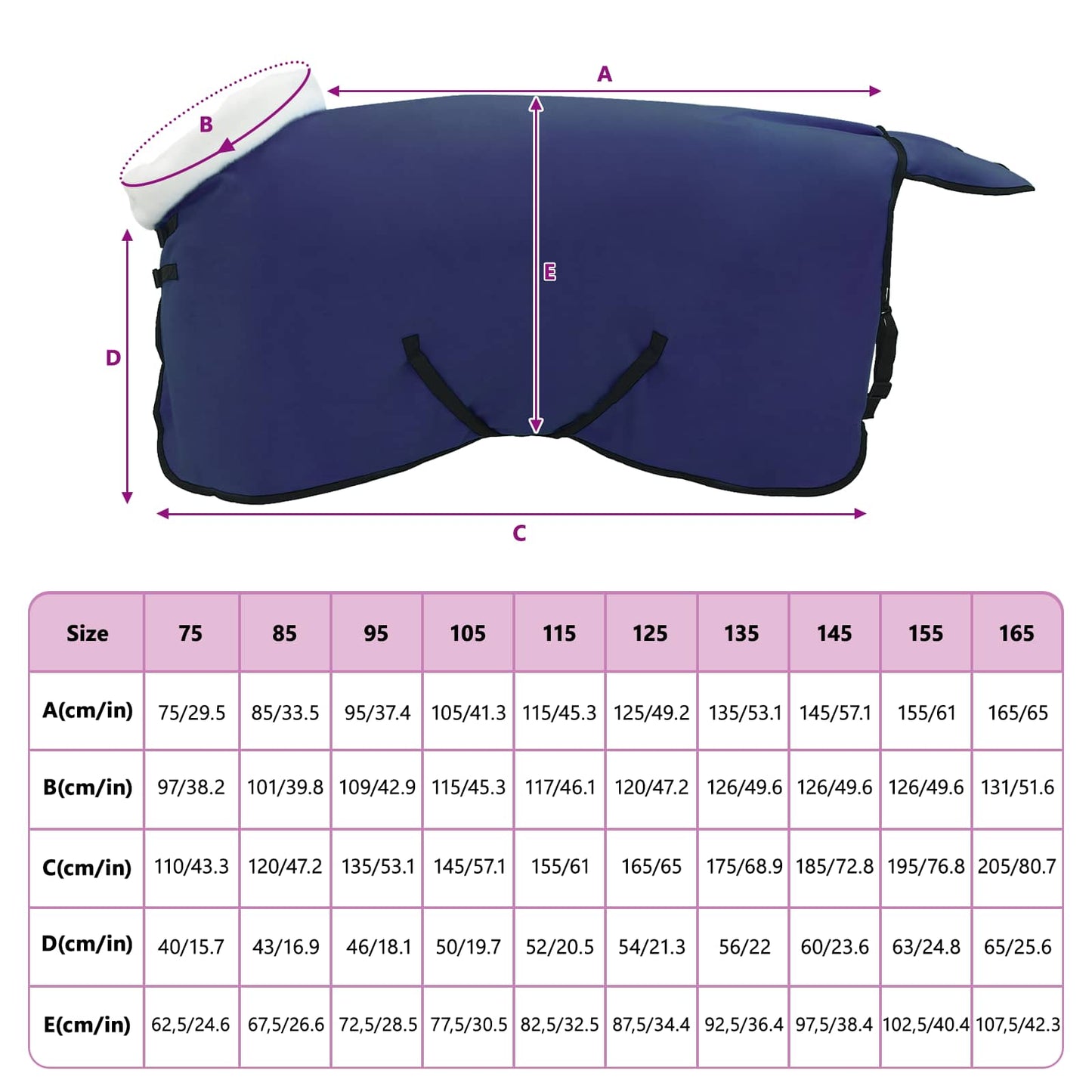 Hestepledd Marineblå 85 cm Polar fleece