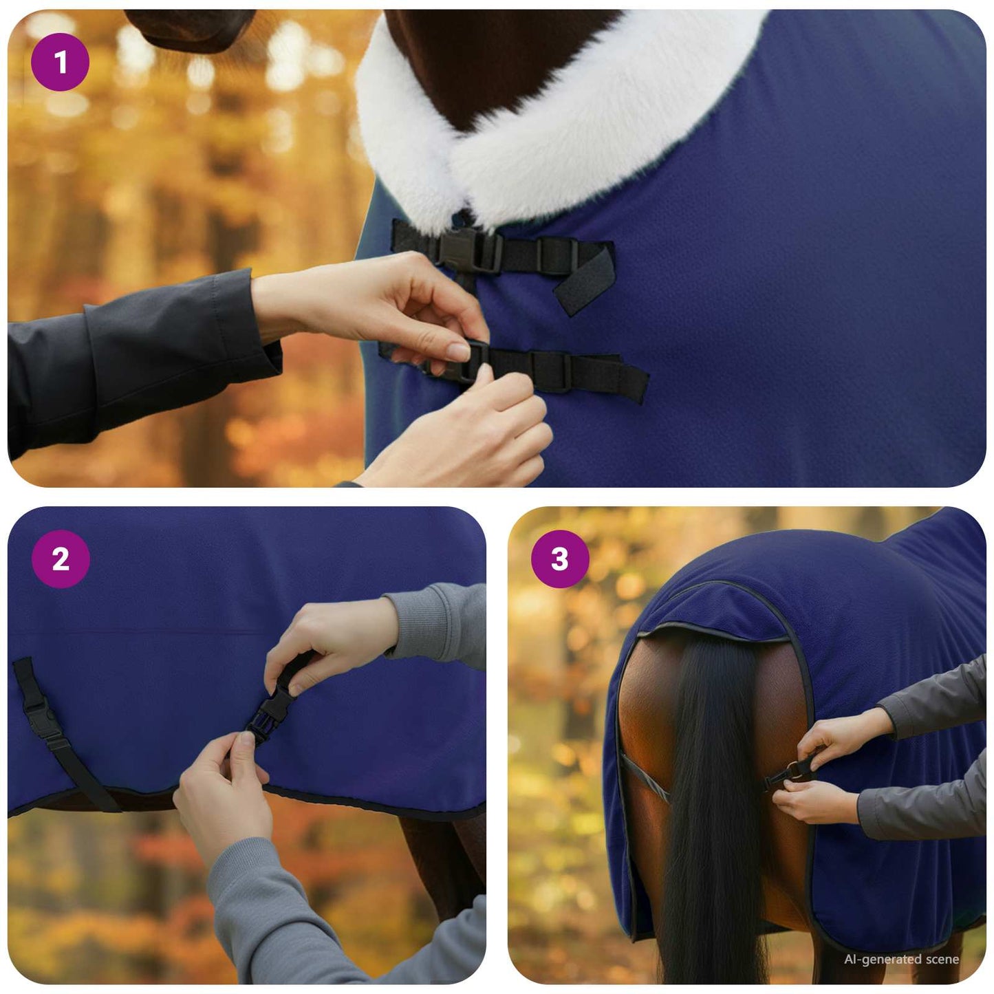 Hestepledd Marineblå 145 cm Polar fleece