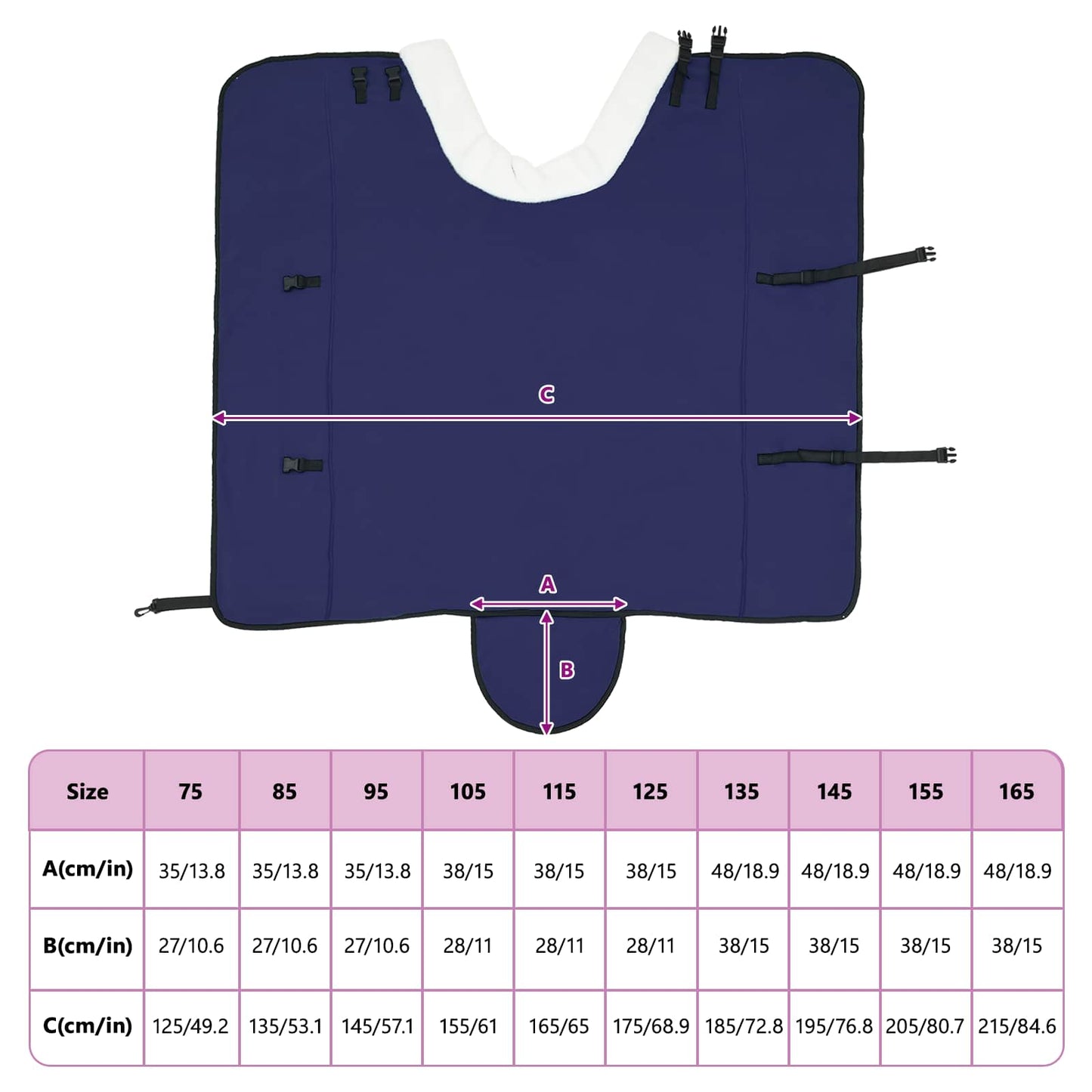 Hestepledd Marineblå 165 cm Polar fleece