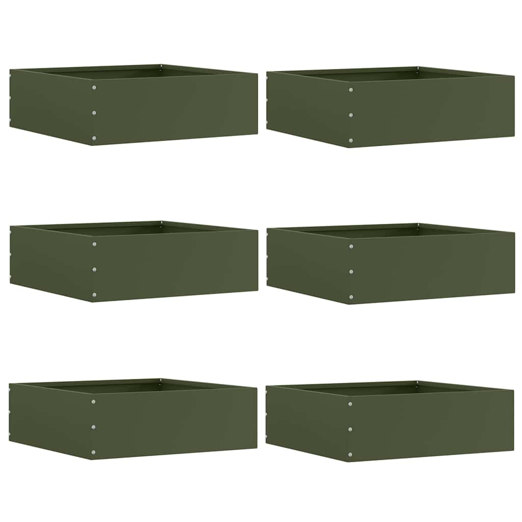 Gjerdekant 6 pcs Olivengrønn 40 x 40 x 13 cm Stål