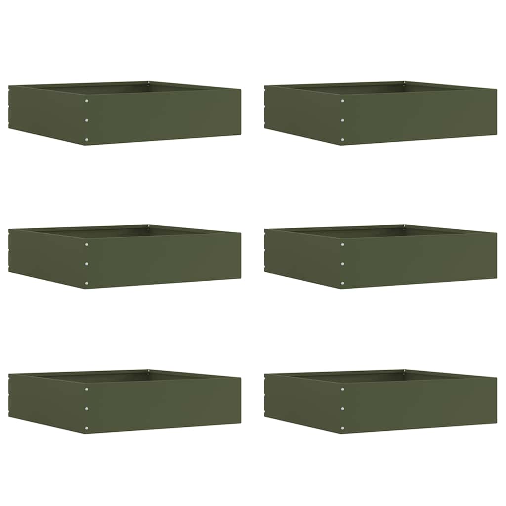 Gjerdekant 6 pcs Olivengrønn 50 x 50 x 13 cm Stål