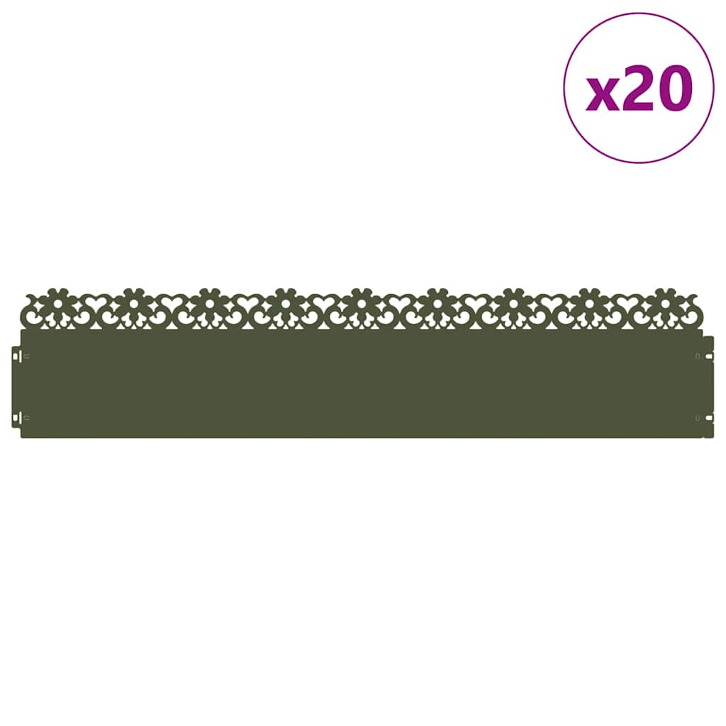 Plenkanter 20 pcs Olivengrønn 103 x 0,05 x 22 cm Stål