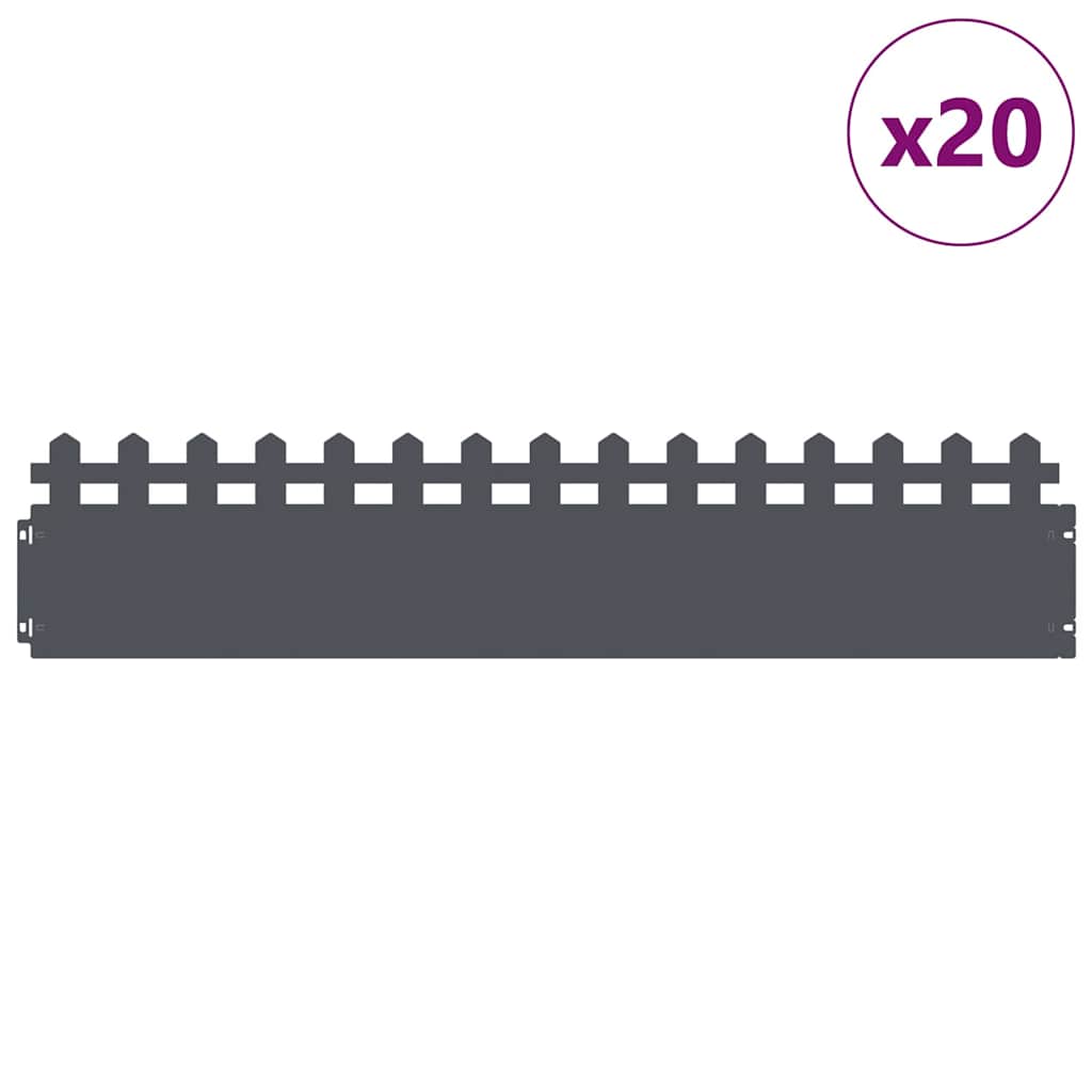 Plenkanter 20 pcs Antrasitt 103 x 0,05 x 22 cm Stål