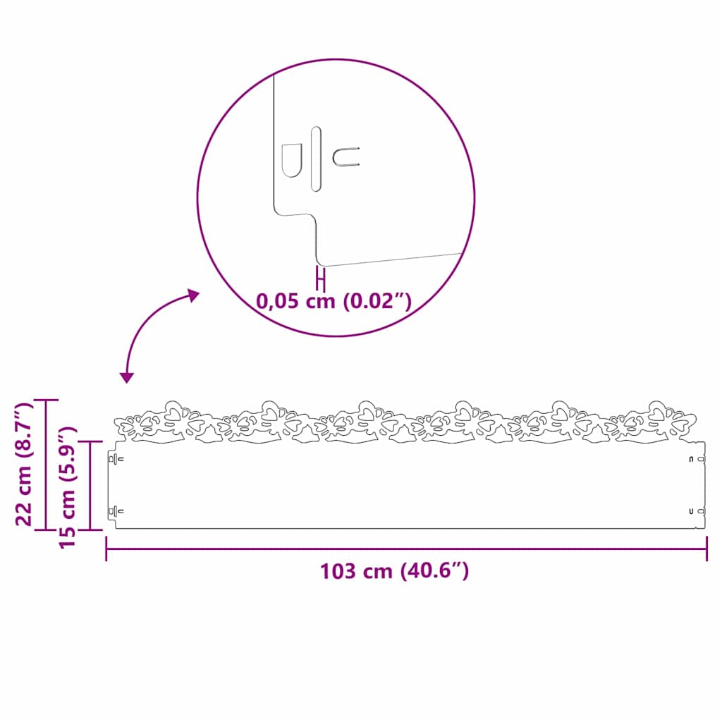 Plenkanter 20 pcs Olivengrønn 103 x 0,05 x 22 cm Stål