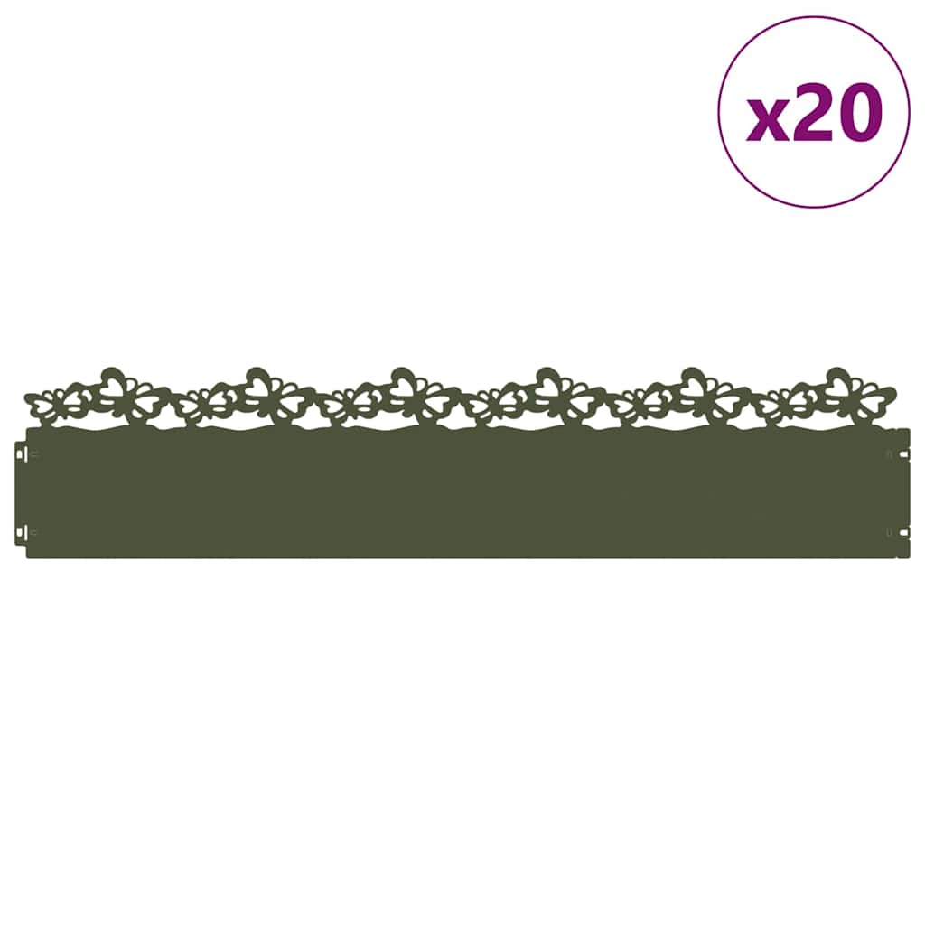 Plenkanter 20 pcs Olivengrønn 103 x 0,05 x 22 cm Stål