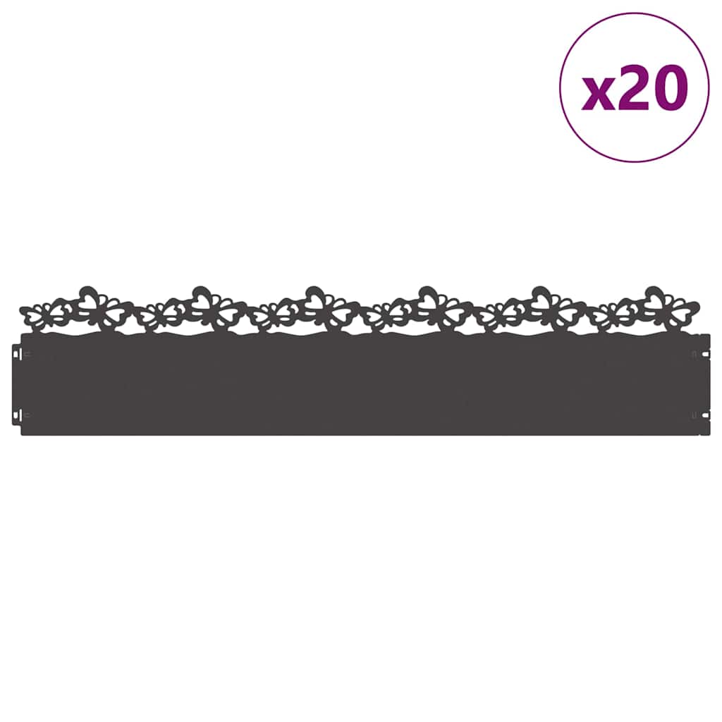 Plenkanter 20 pcs Svart 103 x 0,05 x 22 cm Stål
