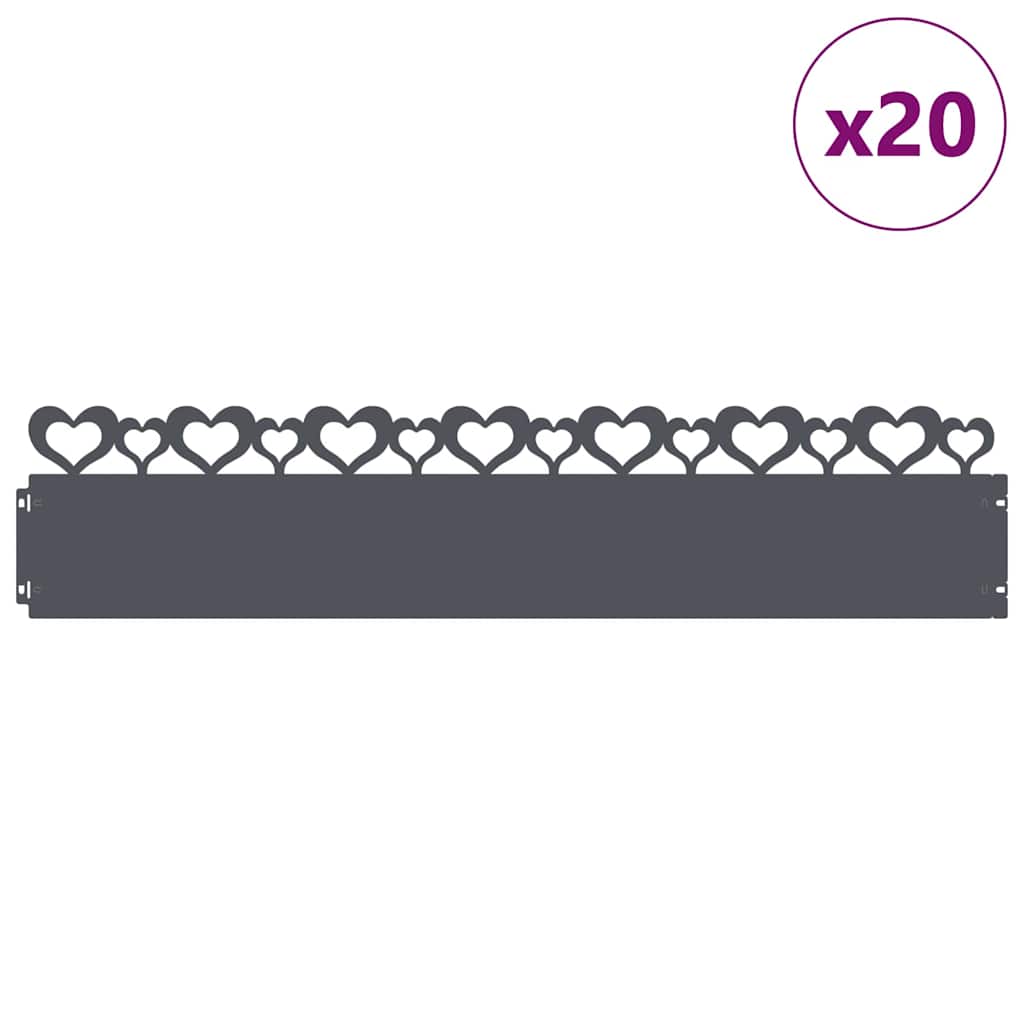 Plenkanter 20 pcs Antrasitt 103 x 0,05 x 22 cm Stål