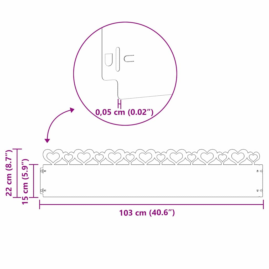 Plenkanter 30 pcs Antrasitt 103 x 0,05 x 22 cm Stål