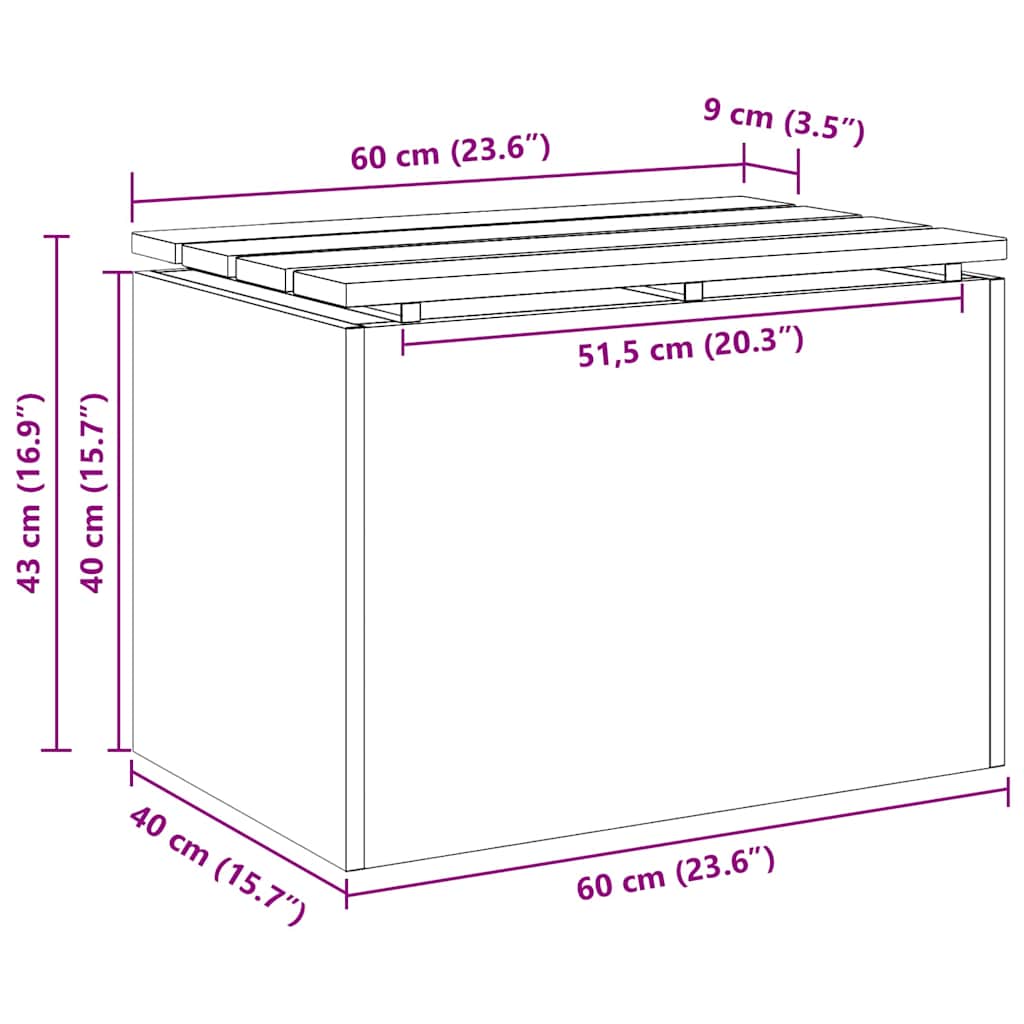 Hagebenk sølv 60 x 40 x 43 cm Galvanisert stål