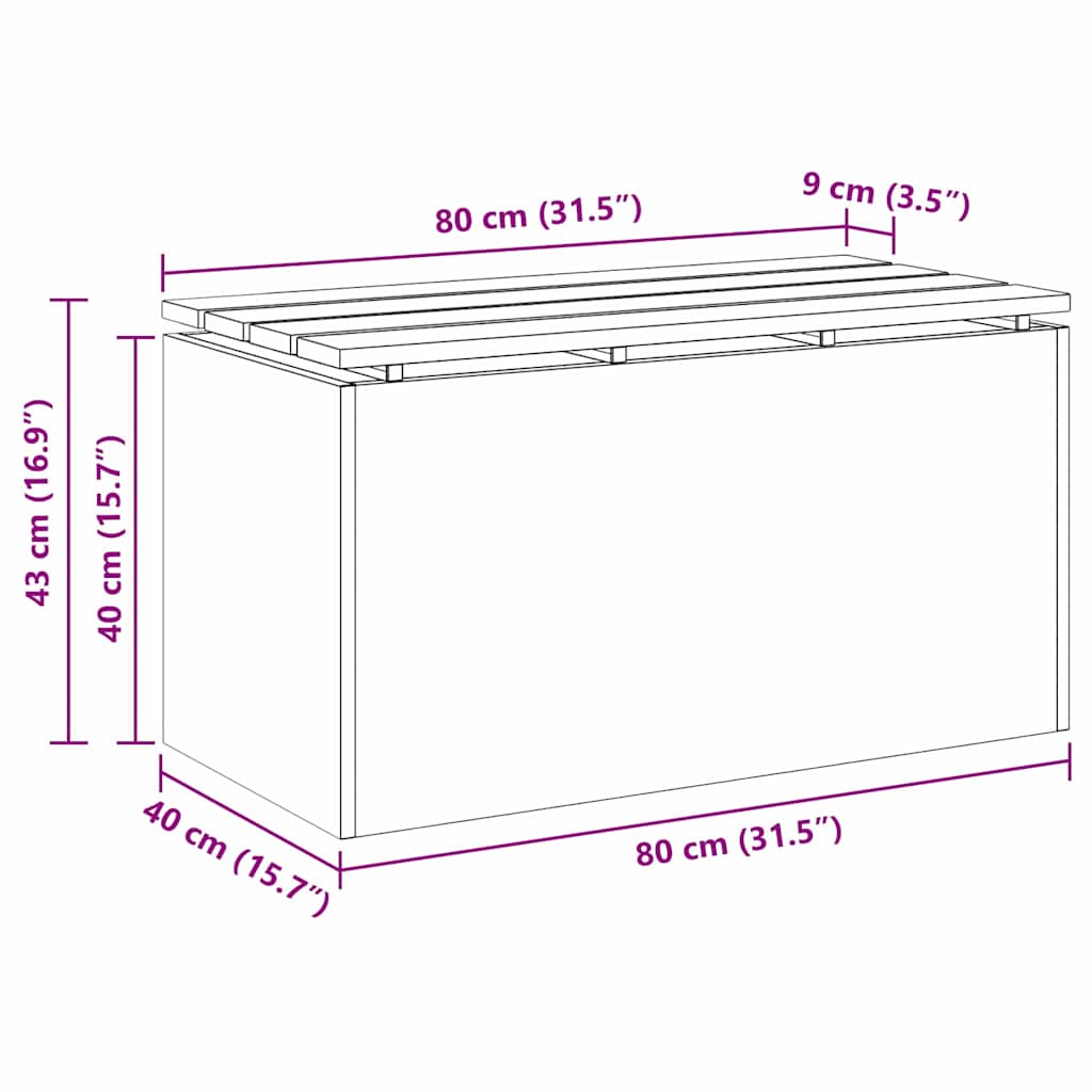 Hagebenk sølv 80 x 40 x 43 cm Galvanisert stål