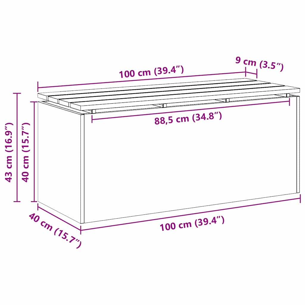 Hagebenk Olivengrønn 100 x 40 x 43 cm Stål