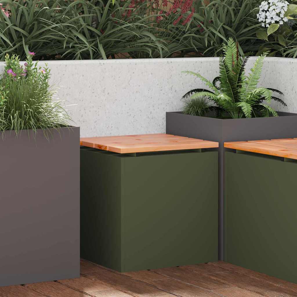 Hagebenk Olivengrønn 40 x 40 x 43 cm Stål