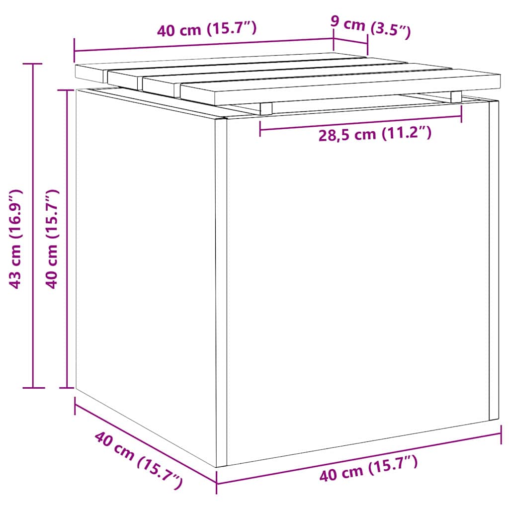 Hagebenk sølv 40 x 40 x 43 cm Rustfritt stål