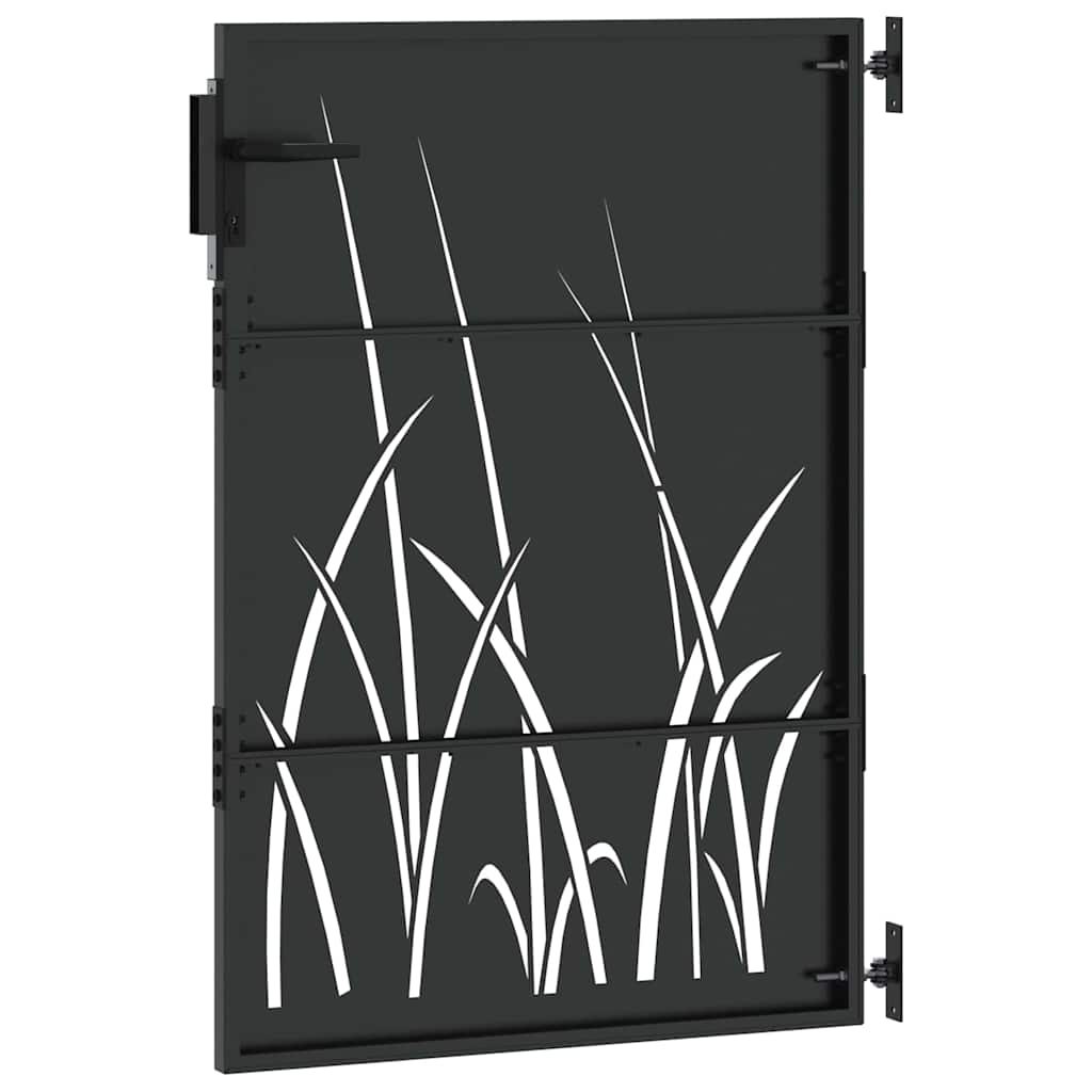 Hageport med lås Svart 85 x 150 cm Pulverlakkert stål