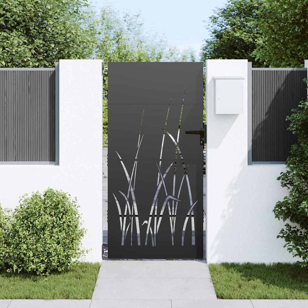 Hageport med lås Svart 85 x 175 cm Pulverlakkert stål
