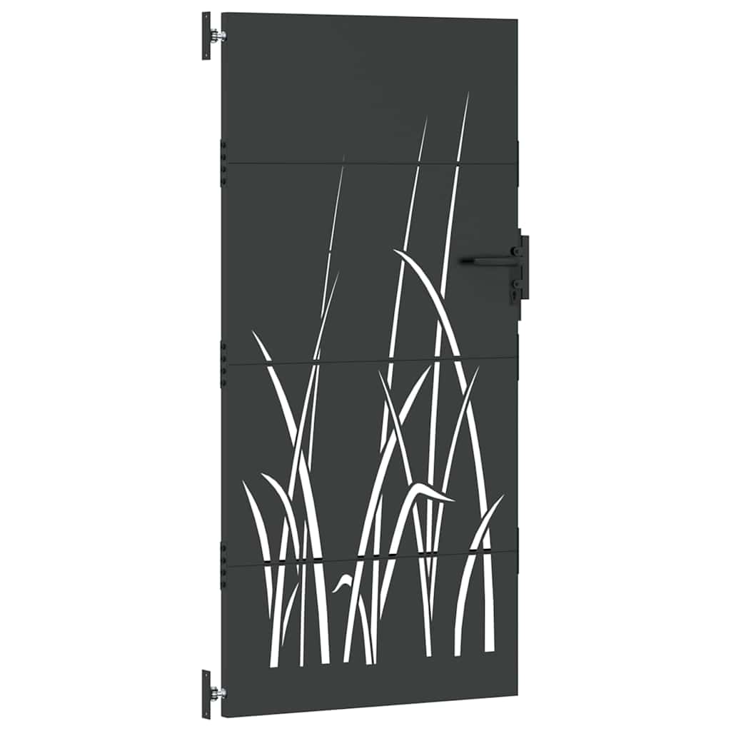 Hageport med lås Svart 85 x 175 cm Pulverlakkert stål
