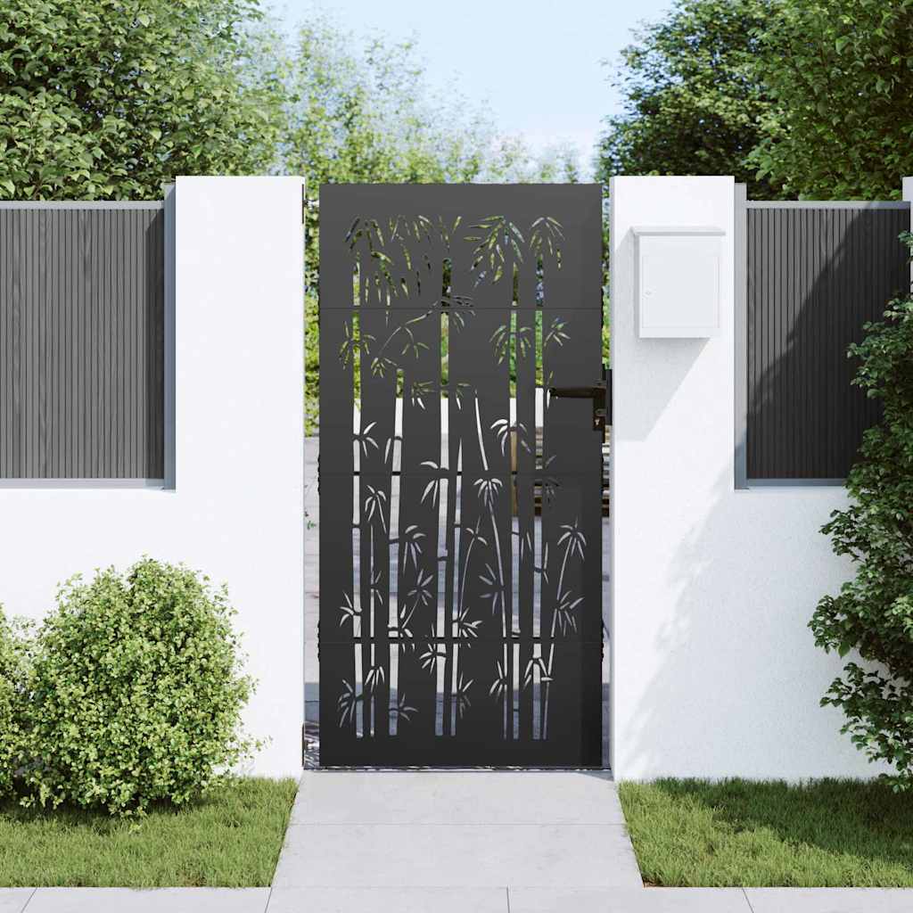 Hageport 85 x 175 cm Pulverlakkert stål Svart Låsbar