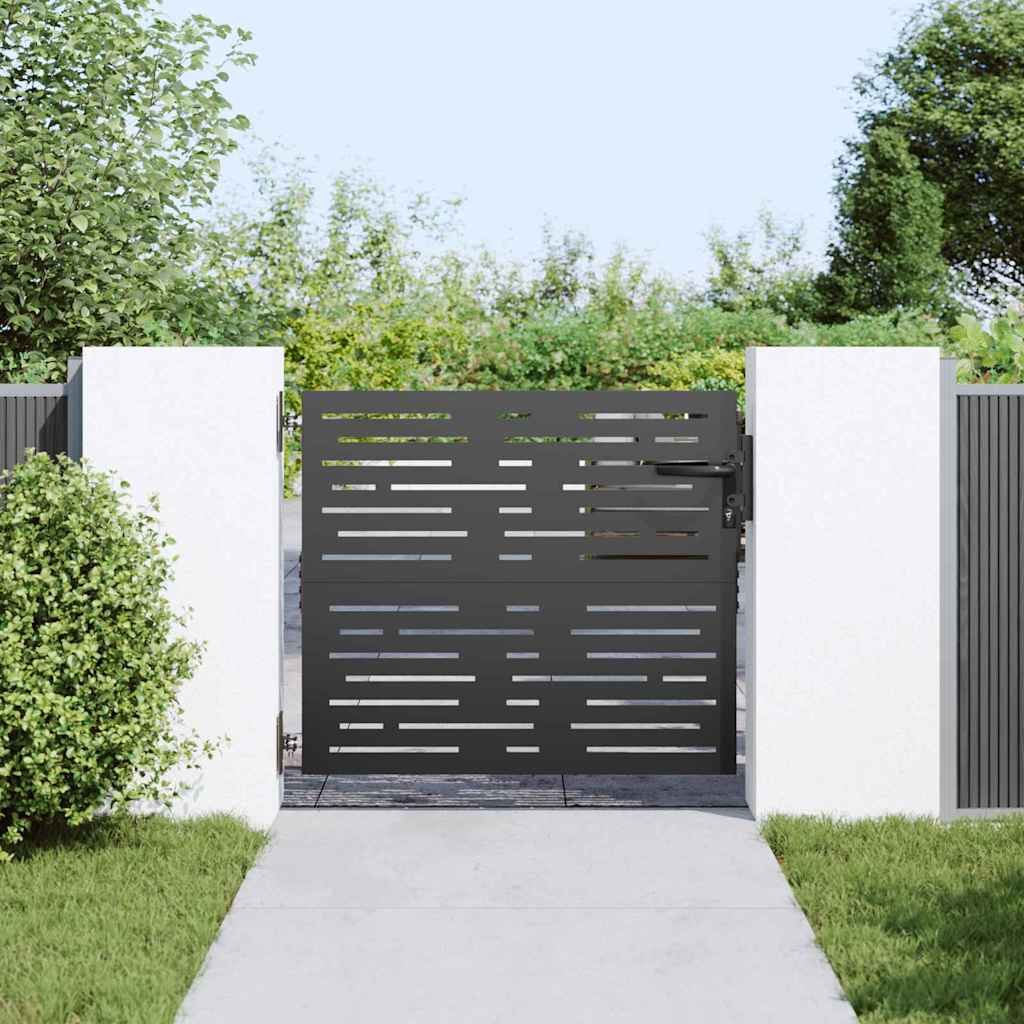 Hageport med lås Svart 85 x 100 cm Pulverlakkert stål