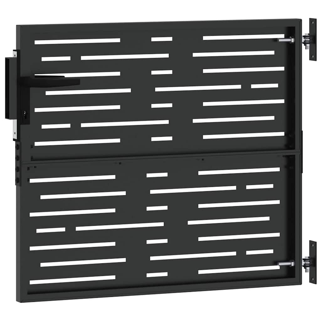Hageport med lås Svart 85 x 100 cm Pulverlakkert stål