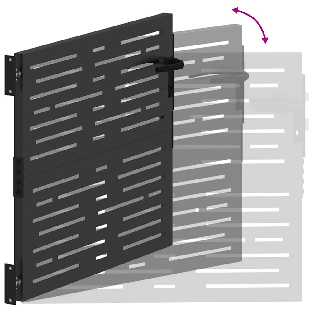 Hageport med lås Svart 85 x 100 cm Pulverlakkert stål