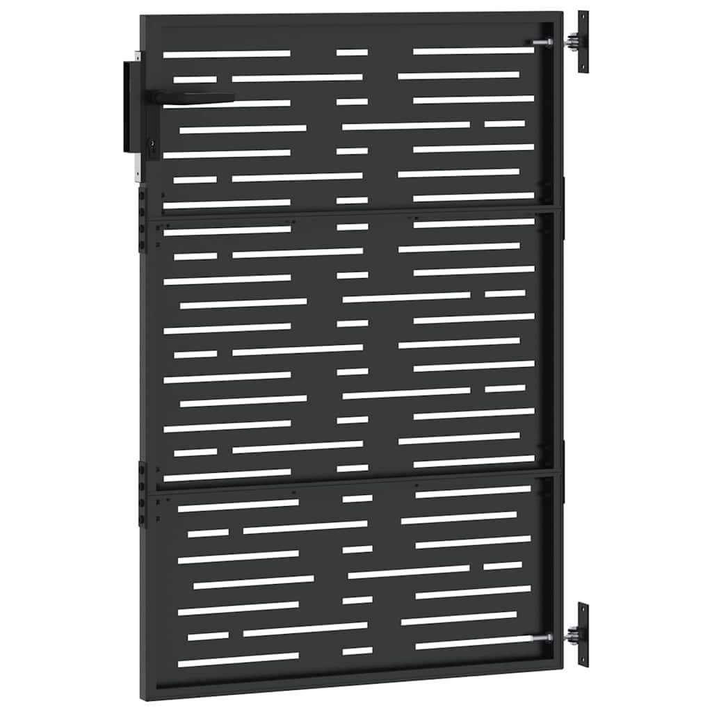 Hageport med lås Svart 85 x 150 cm Pulverlakkert stål