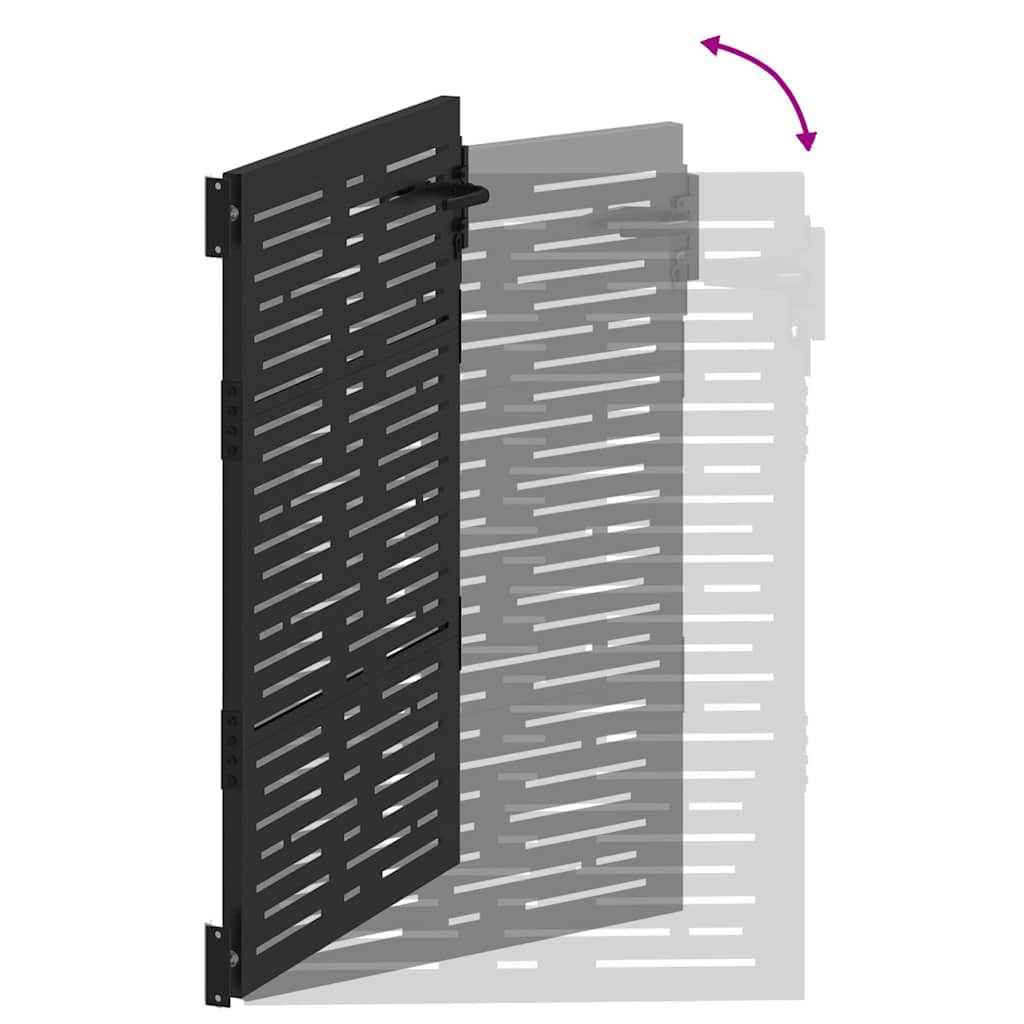 Hageport med lås Svart 85 x 150 cm Pulverlakkert stål
