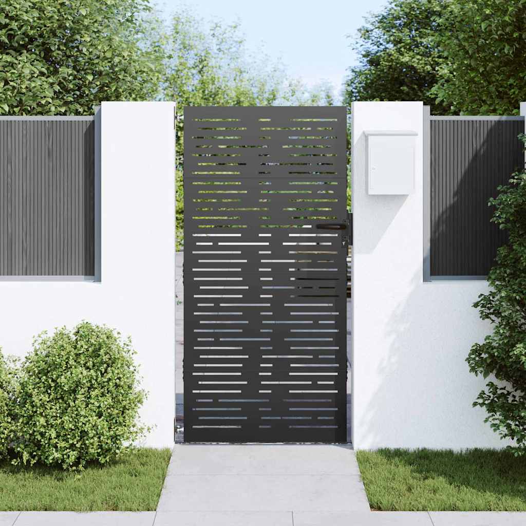 Hageport 85 x 175 cm Pulverlakkert stål Svart Låsbar
