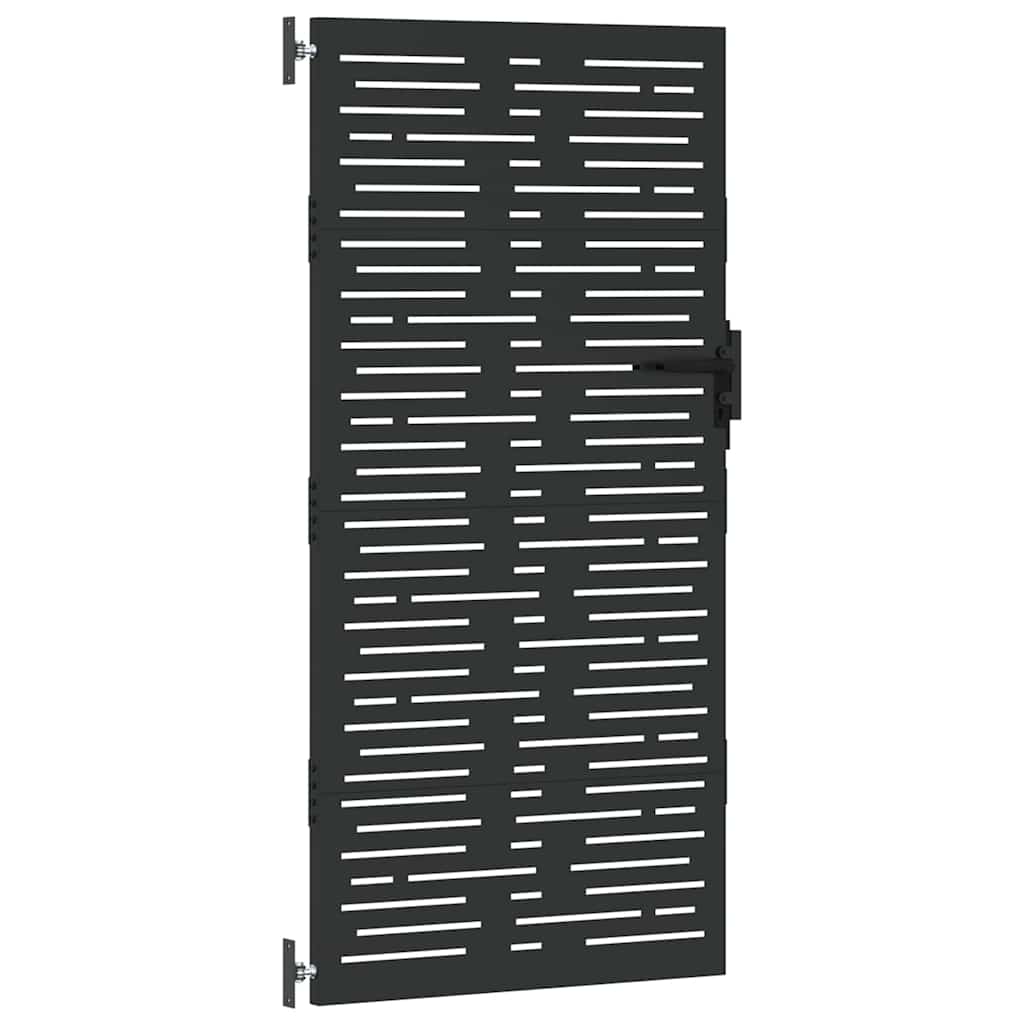 Hageport 85 x 175 cm Pulverlakkert stål Svart Låsbar