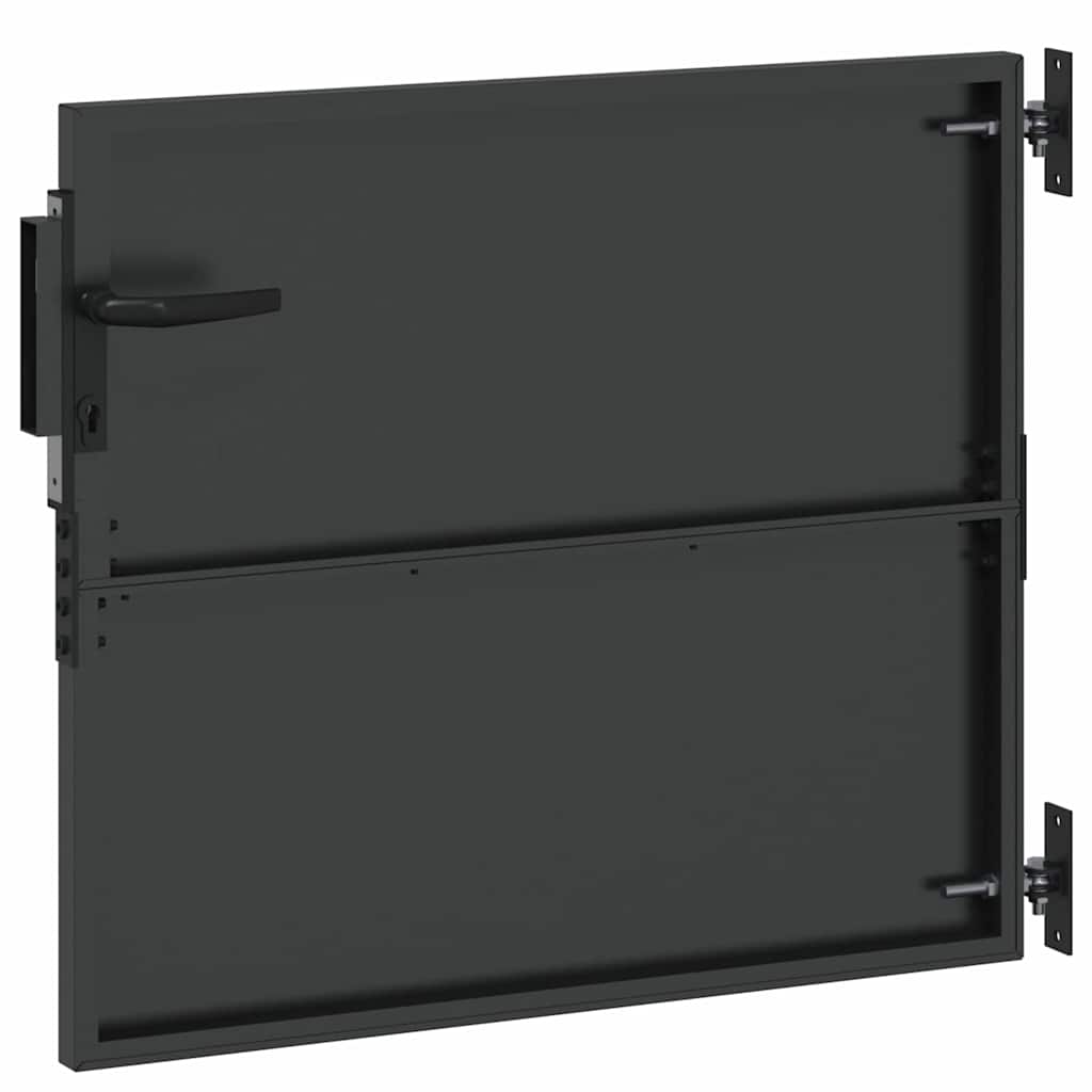 Hageport med lås Svart 85 x 100 cm Pulverlakkert stål