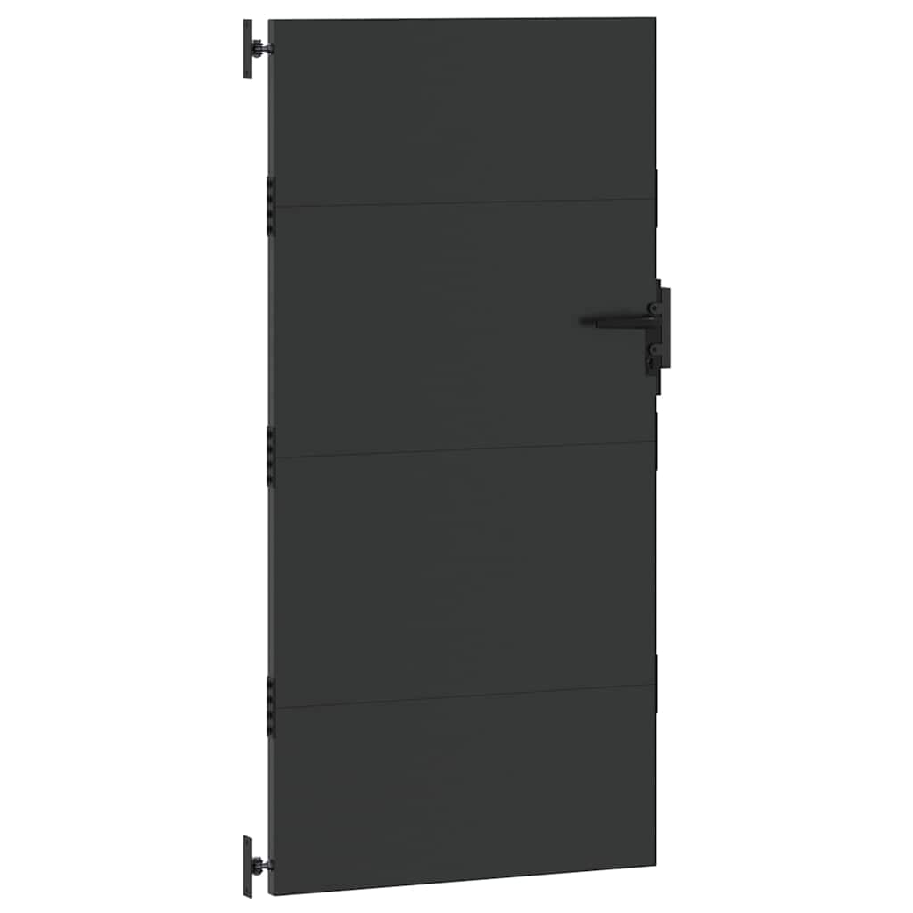 Hageport med lås Svart 85 x 200 cm Pulverlakkert stål