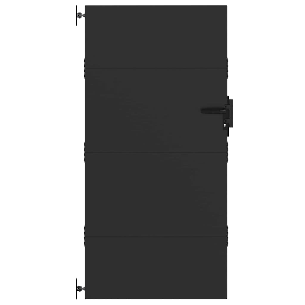 Hageport med lås Svart 85 x 200 cm Pulverlakkert stål