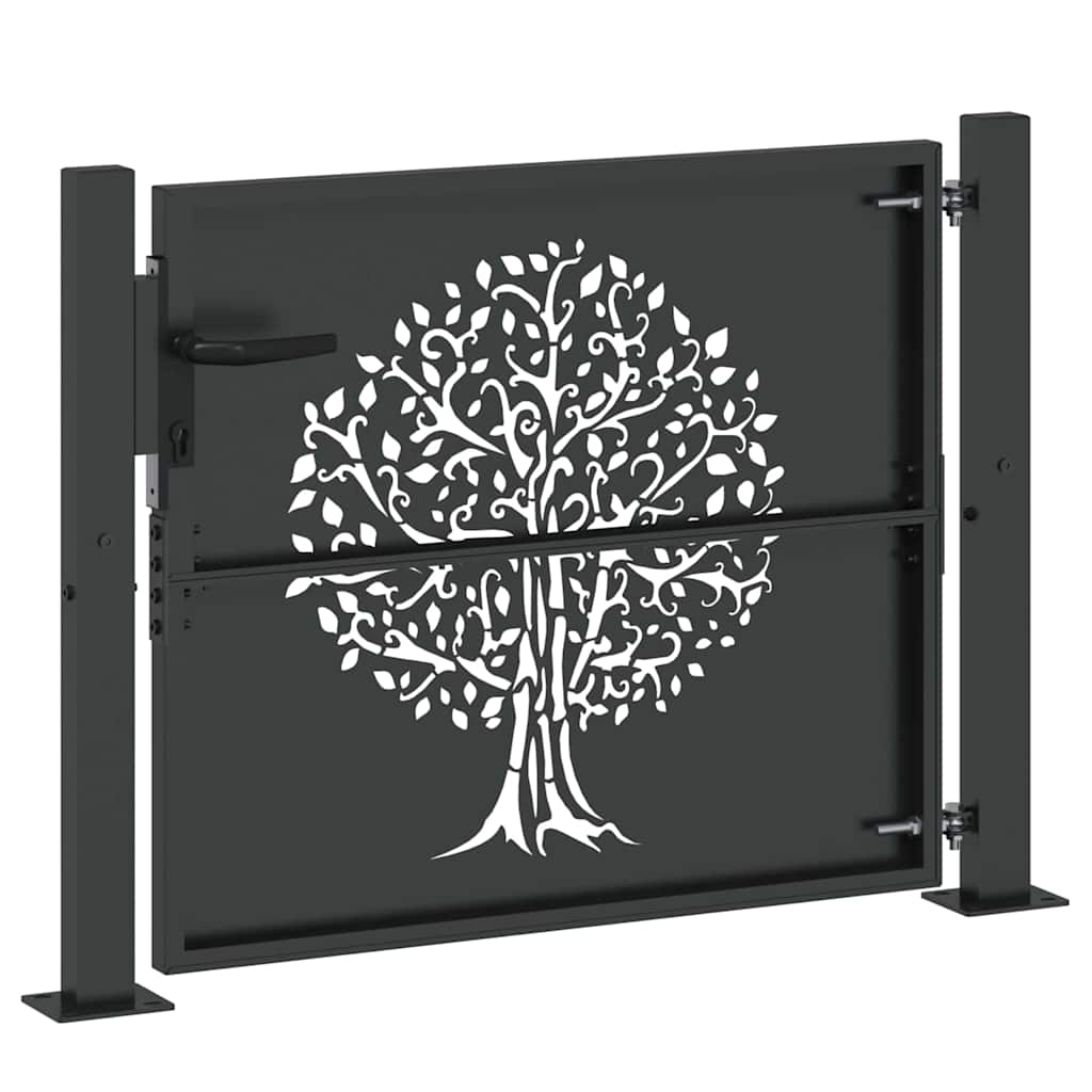 Hageport med lås Svart 110 x 105 cm Pulverlakkert stål