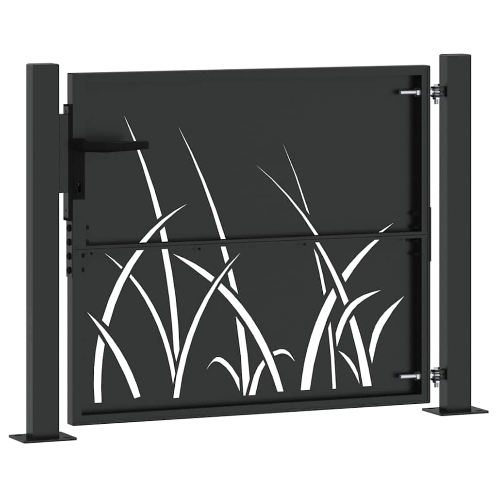 Hageport med lås Svart 110 x 105 cm Pulverlakkert stål