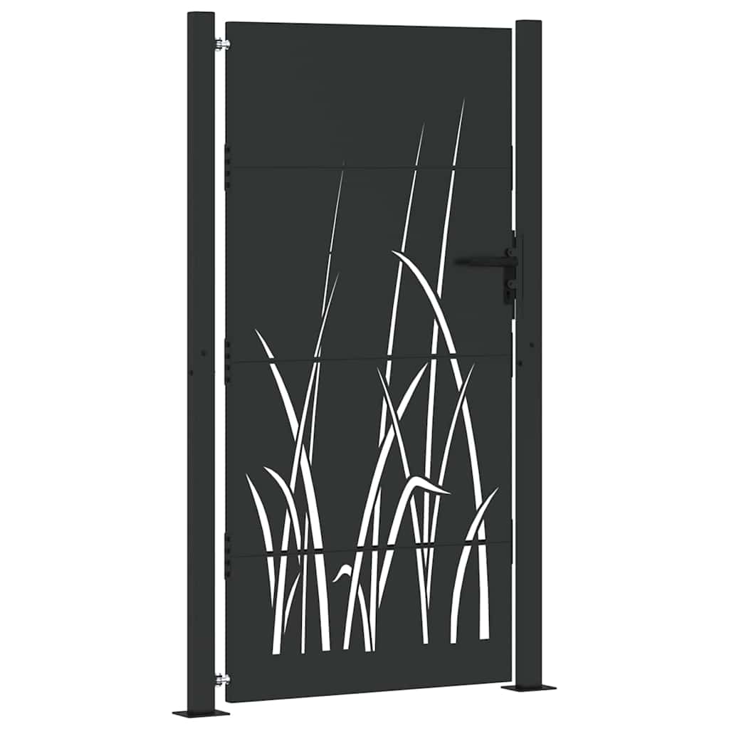 Hageport med lås Svart 110 x 205 cm Pulverlakkert stål