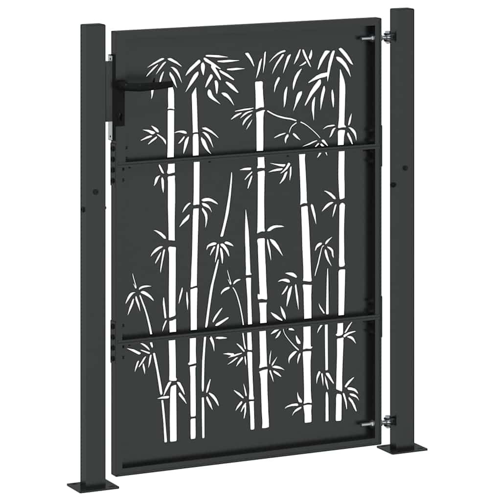 Hageport med lås Svart 110 x 155 cm Pulverlakkert stål