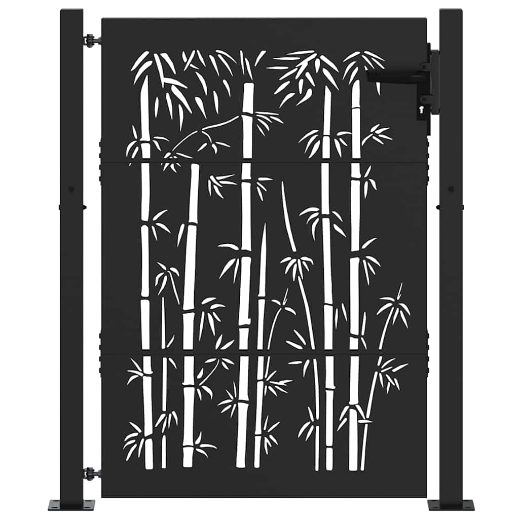 Hageport med lås Svart 110 x 155 cm Pulverlakkert stål