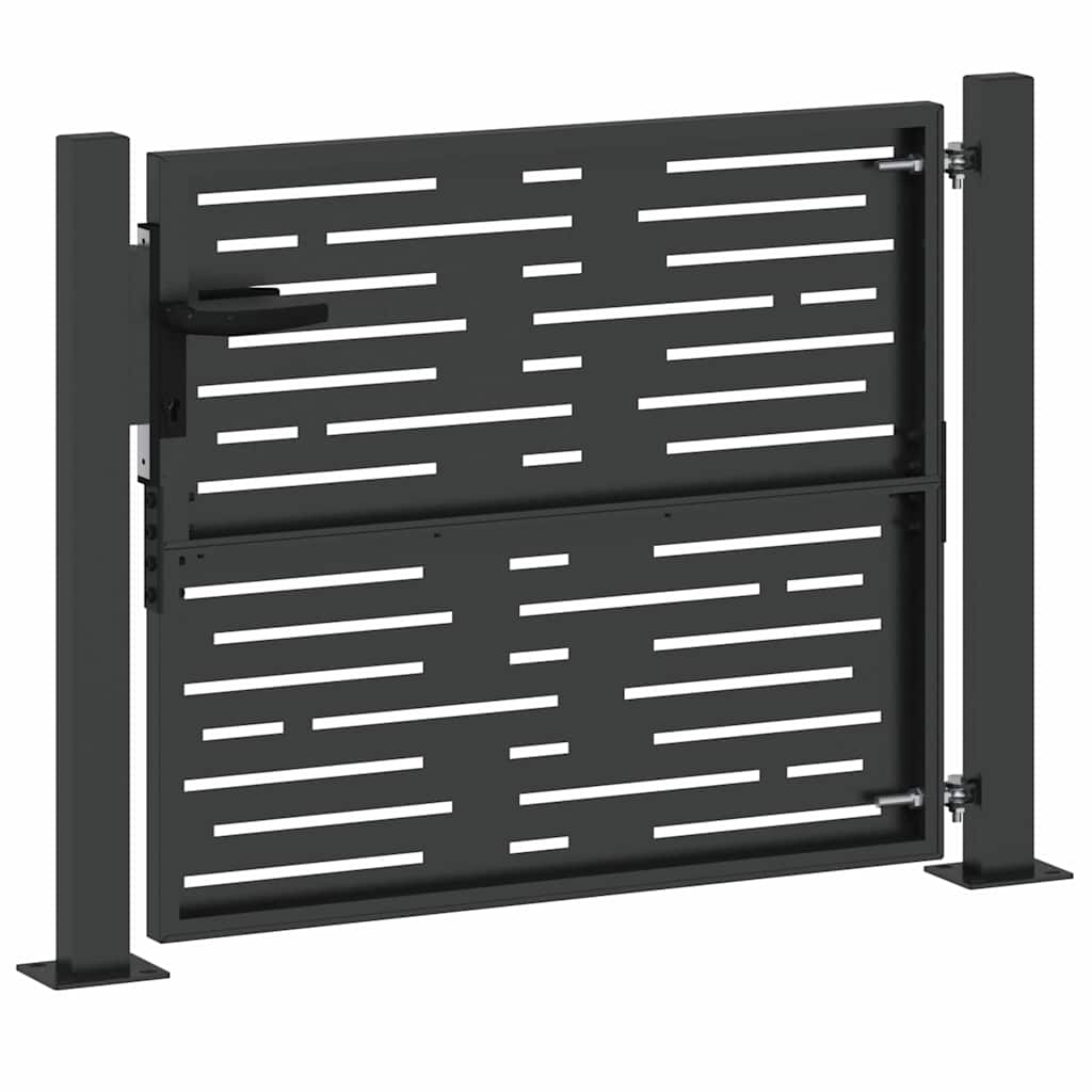 Hageport med lås Svart 110 x 105 cm Pulverlakkert stål