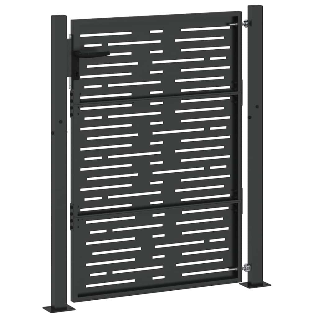 Hageport med lås Svart 110 x 155 cm Pulverlakkert stål