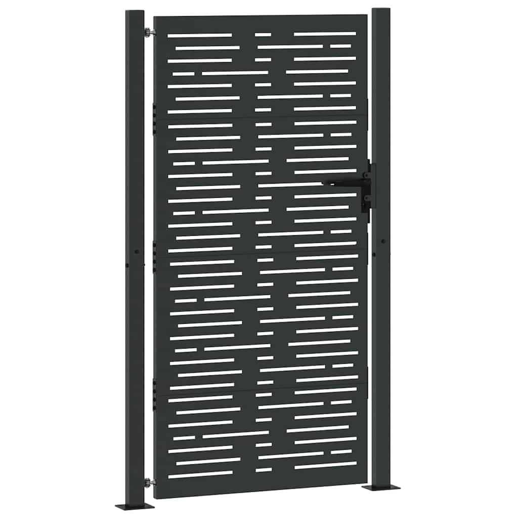 Hageport med lås Svart 110 x 205 cm Pulverlakkert stål