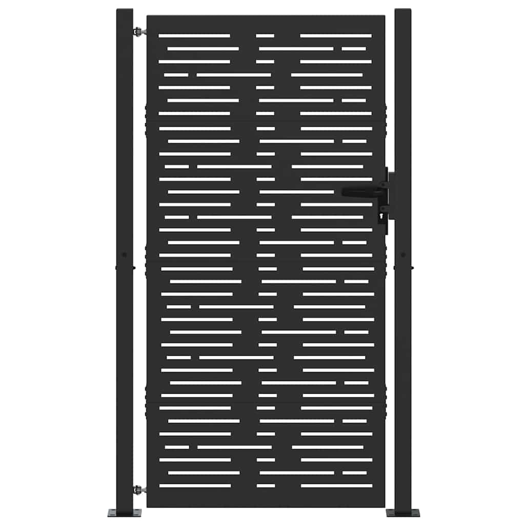 Hageport med lås Svart 110 x 205 cm Pulverlakkert stål