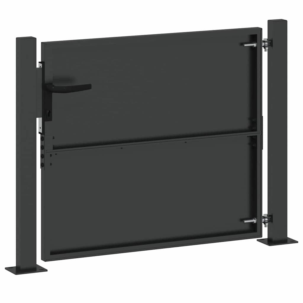 Hageport med lås Svart 110 x 105 cm Pulverlakkert stål