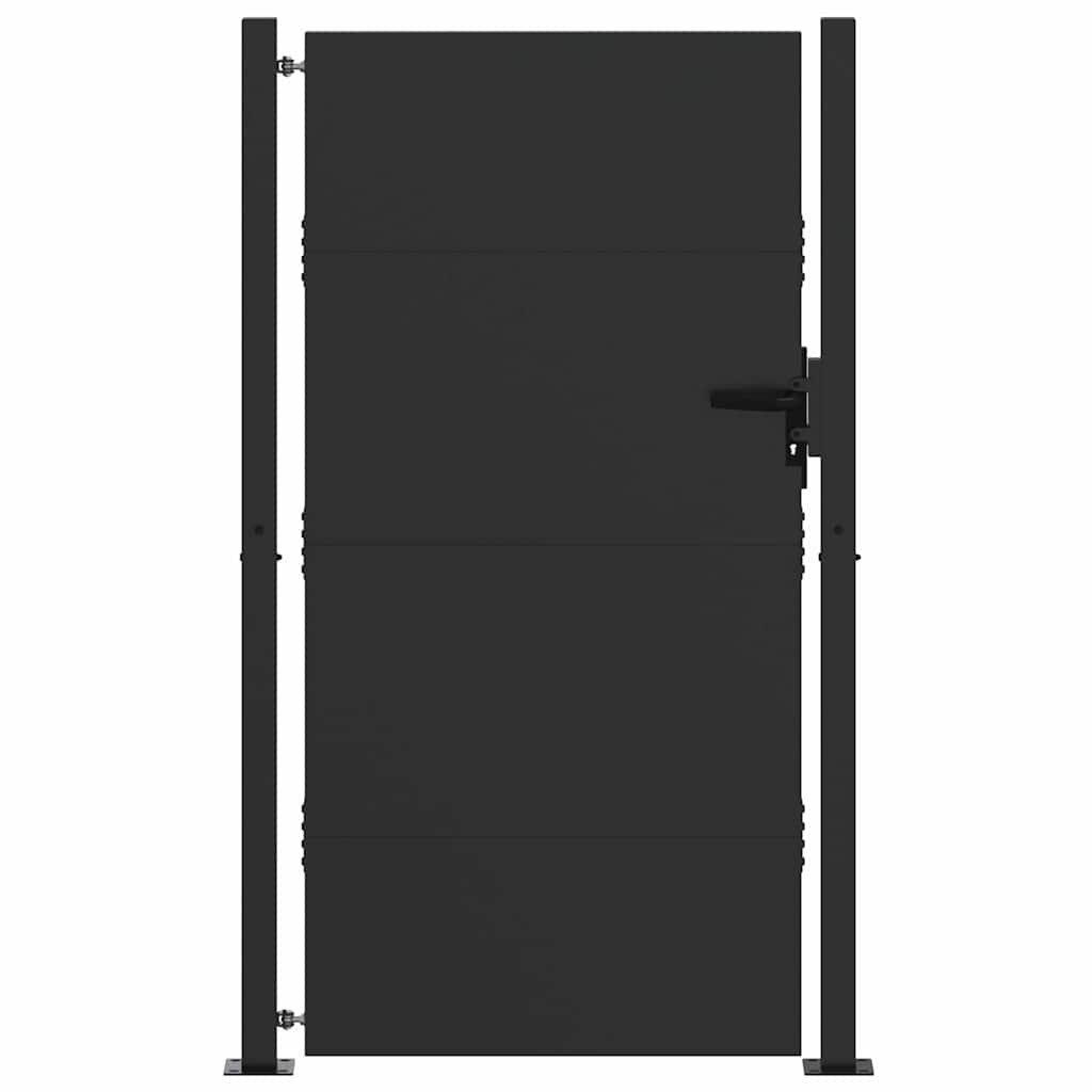 Hageport med lås Svart 105 x 205 cm Pulverlakkert stål