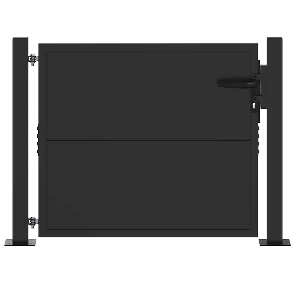 Hageport med lås Svart 110 x 105 cm Pulverlakkert stål