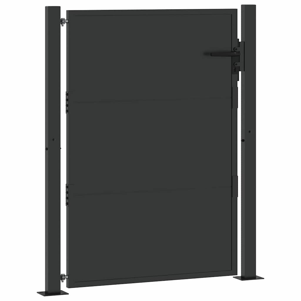 Hageport med lås Svart 110 x 130 cm Pulverlakkert stål