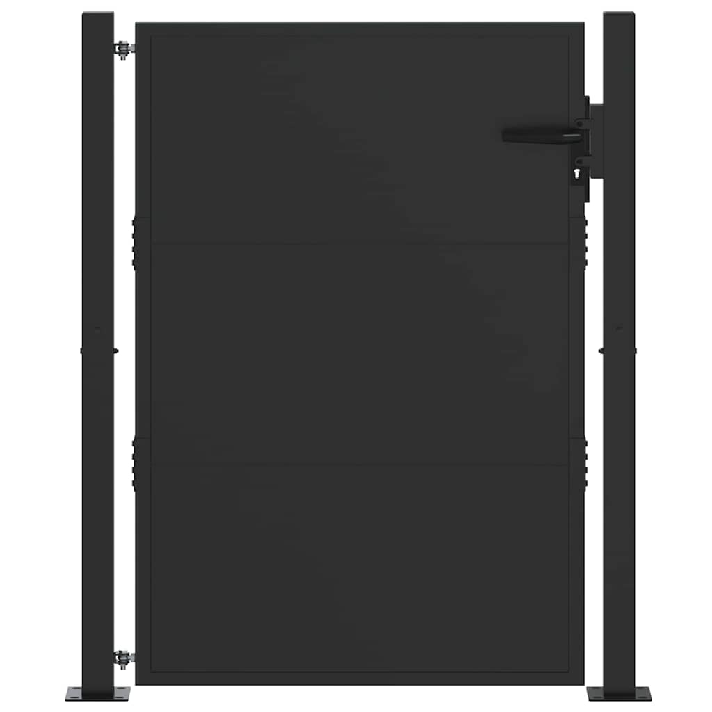 Hageport med lås Svart 110 x 130 cm Pulverlakkert stål