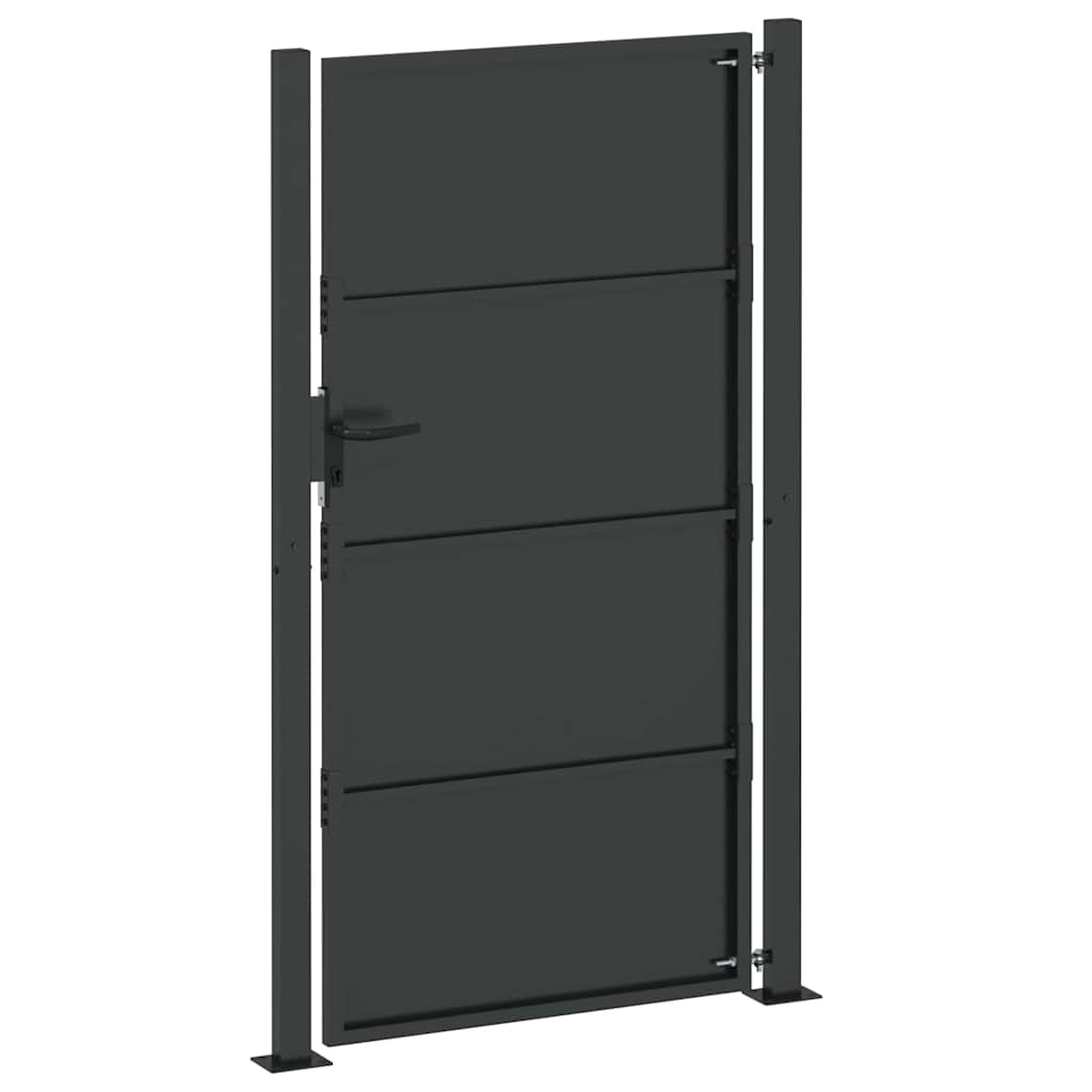 Hageport med lås Svart 110 x 205 cm Pulverlakkert stål