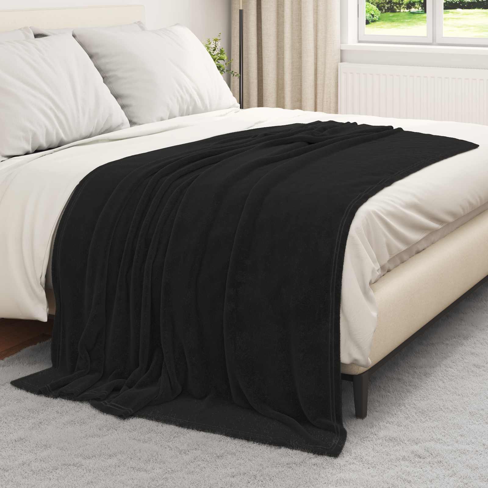 Kastteppe Svart 150 x 200 cm Fleece vidaXL