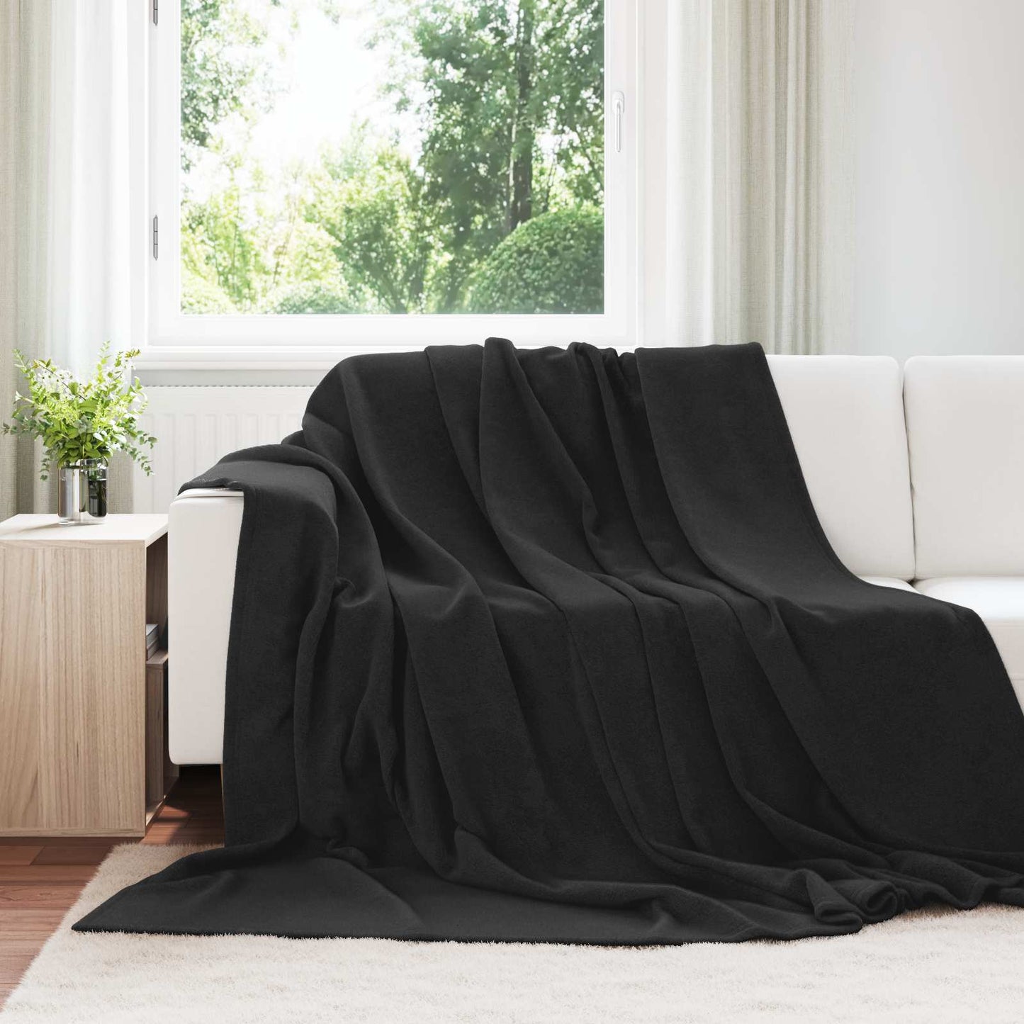 Kastteppe Svart 220 x 240 cm Fleece