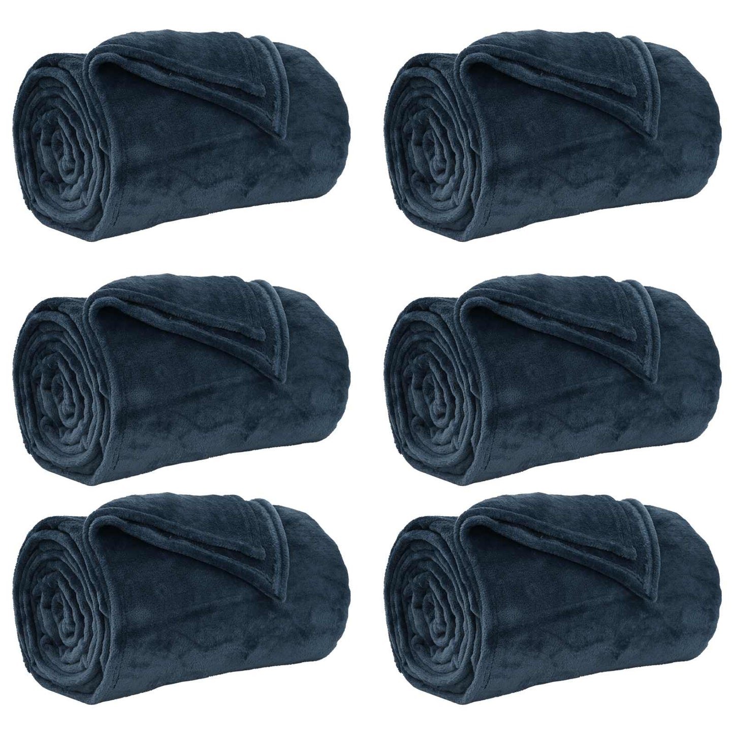 Kastepledd 6 pcs Marineblå 130 x 150 cm Fleece